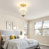 Rainzepher Vintage Gold Semi Flush Mount Light with Floral Class