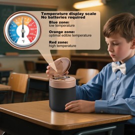 Insulated Food Jar with Temperature Display - 15.2 Oz, Thermo for Hot Food, Soup Thermo, Termos Para Comida Caliente, Width Mouth Stainless Steel Lunch Box with Folding Spoon, Pink