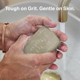 Barrel & Oak Exfoliating Bar Soap for Men, Shea Butter & Walnut Shell Powder Scrub with Essential Oils, Deep Cleansing Vegan Body Soap, SLS Free Grooming Bar, 6 oz, Canyon Balsam