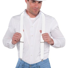 Coloured Adults Adjustable Braces White - One Size