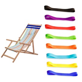 Kaket Elastic Beach Chair Clips Bands 8PC, Towel Holder Rubber Elastic, Pool & Cruise Chair Bands