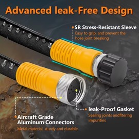 LAVEVE Flat Soaker Hose 100FT (2 x 50FT), Flexible Garden Watering Hose for Lawn, Flower Beds, Vegetables, and Landscaping Irrigation, Leakproof Drip Irrigation Tubing