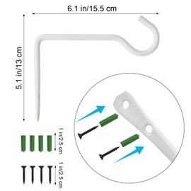 MrMrKura 2 Pack 6 Inch Hanging Plant Bracket, Metal Plant Hangers, Wall Mount Planter Hooks for Bird Feeder Hanger/Lanterns/Wind Chimes (White)