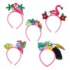 FOMIYES 5pcs Hawaiian Flamingo Luau Headbands with Tropical Palm Leaves