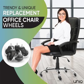 Replacement Office Chair Wheels for Carpet, Wood & Tile, Set of 5 - Premium Quality Office Chair Casters for Work & Gaming Chair - Smooth & Noise-Free Rubber Wheel for Office Chair