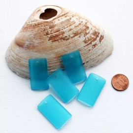 Unbranded 2 Blue Sea Glass Pendants Cultured Curved Bottle Shape with Drilled Hole - U048