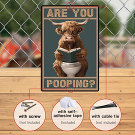 Putuo Decor Putuo Decor Vintage Highland Cow Are You Pooping Wall Decor Sign for Bathroom Funny Metal Tin Sign Vintage Funny Signs With Saying For Bathroom Toilet 8 X 12 Inches