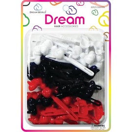 Dream World Self Hinge Barrette Chubby Ribbon Red, White, & Blue Mix 24 Piece Pack BR2516WRN