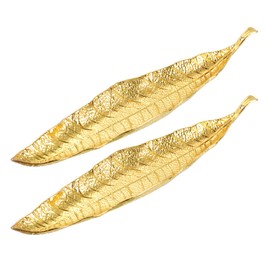 sourcing map Incense Holder Set, Leaf Incense Burner, Incense Ash Catcher, Modern Stick Incense Holder for Yoga, Meditation, Home, Office, Gold