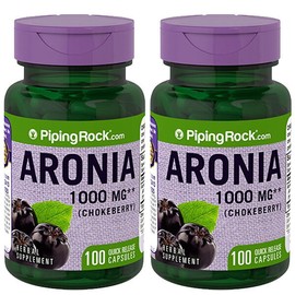 Piping Rock Aronia 1000 mg (Chokeberry) 2X100 Caps  Non GMO/No Gluten