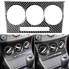 Real Premium Carbon Fiber Compatible with Mazda 3 i Sport/Touring/Grand Touring 2010 2011 2012 2013 Sedan Hatchback Accessories Car Dash AC Climate Control Panel Cover Interior Trim 2PCs Black