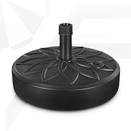 FRUITEAM 50Lbs Fillable Weight Patio Umbrella Base Heavy-Duty Recyclable Plastic Round Base Water & Sand Filled Umbrella Stand Holder with Thickened Steel Pole, for 6-9 Ft Straight-Pole Table Umbrella