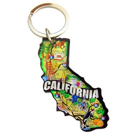 California Key Chain Acrylic Souvenir Keychain Retro State Map Gift 2 Inch