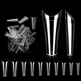 BNG Pack of 500 French Artificial Nail Tips for Gel Nails, Natural False Half Cover Acrylic Nails Tips for Nail Design, Gel Nails, 10 Sizes