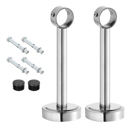 uxcell 2Set Ceiling Mount Bracket Fit 1.26inch Pipe, Stainless Steel Curtain Rod Holder Closet Rod Holders for Wardrobe Bathroom Curtain Pipe, 7.87inch Length