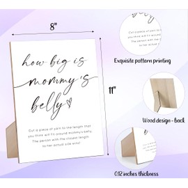 How Big Is Mommys Belly, Baby Shower Welcome Sign, Measure Baby Bump Game, Gender Reveal Table Decorations for Babys Showers Party and Gender Reveal Party, White Simple Style Wood Sign,10