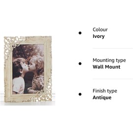 Shudehill Gifts Antique Cream Lace 7 x 5 Photo Frame ~ Vintage Style Cream Photograph Frame