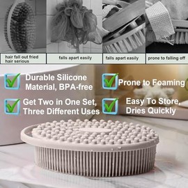 Depurador corporal de silicona – Loofah de silicona de doble cara para ducha, juego de 2 suaves exfoliantes para baño, ducha, cepillo de lufa, fácil d