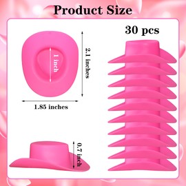 Yuronam 30 Pcs Plastic Mini Western Cowboy Cowgirl Hats Miniature Doll Hats for Party Decoration (Pink)