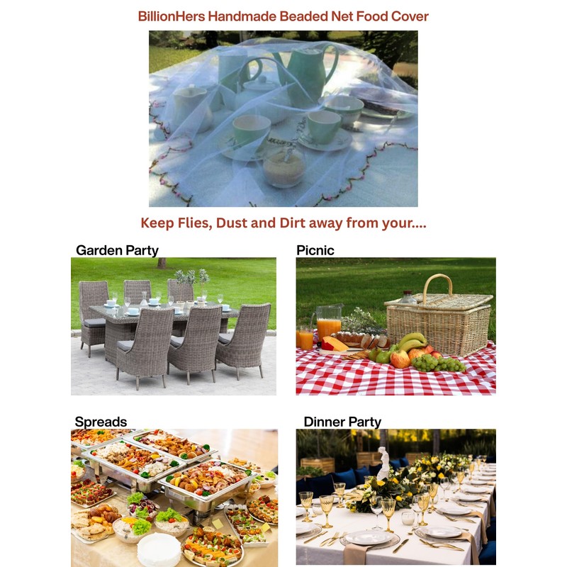 BillionHers Dining Table Food Covers - Beaded Handmade Net Food