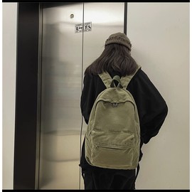 KAOBIO Canvas Backpack for Women Men Vintage Aesthetic Bags Travel Daypack Boho Hippie Grunge Backpack (Sage Green)