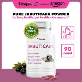 Vitapia Jabuticaba Fruit Powder Supplement for Antioxidant, Better Lung Health, Digestion, Immune Support - 1500mg Per Serving - 90 Vegan Capsules, Non-GMO, Gluten-Free