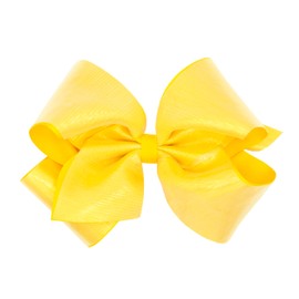 Wee Ones Girls' Sheer Iridescent and Grosgrain Overlay Hair Bow, King, Yellow