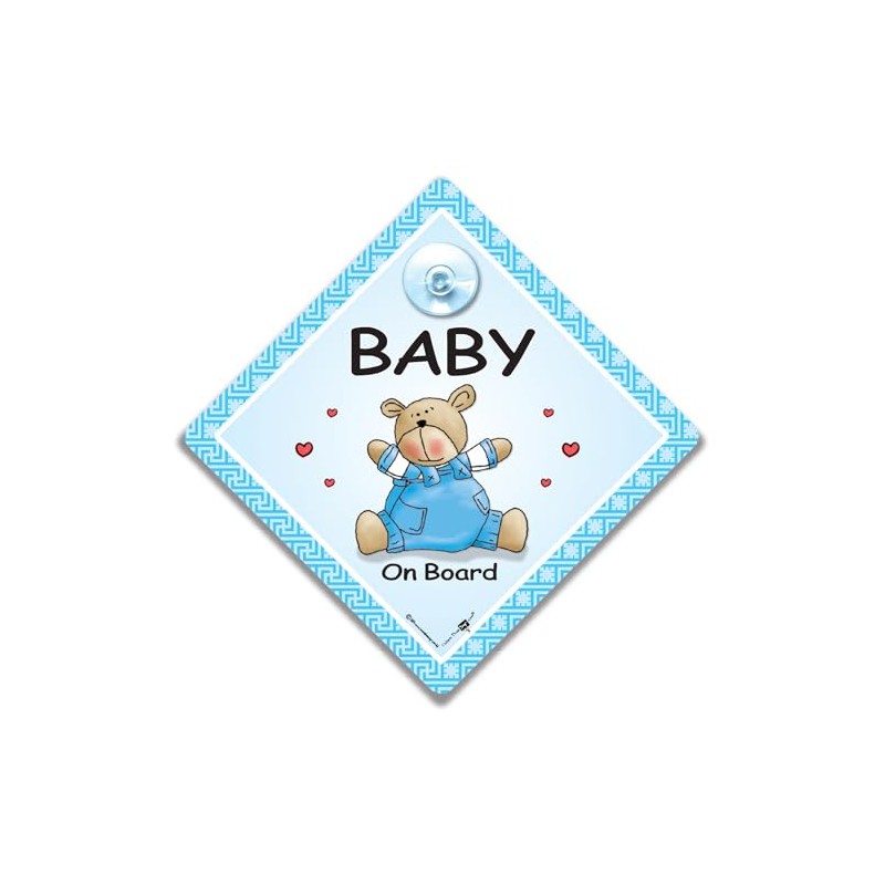Baby on Board Autoschild, blaues Teddybär-Design, Saugnapfhalterung für Kind im