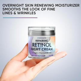 Crema de noche hidratante para el rostro con retinol, colágeno, niacinamida al 10, crema antiarrugas para el rostro, fabricada en EE. UU., crema con  