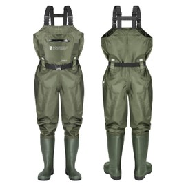 Probite Fishing Chest Waders for Men Women with Boots Waterproof 2-ply Nylon PVC Lightweight Waders for Hunting(M11/W13,Green)