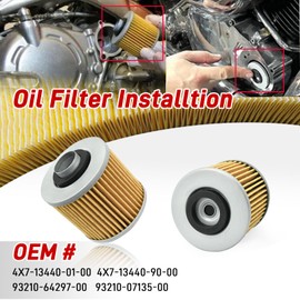 Oil Filter Kit Compatible with Yamaha Raptor 700/700R V Star 650 TT500C XT500C OEM# 4X7-13440-01-00 4X7-13440-90-00 (Pack of 5)