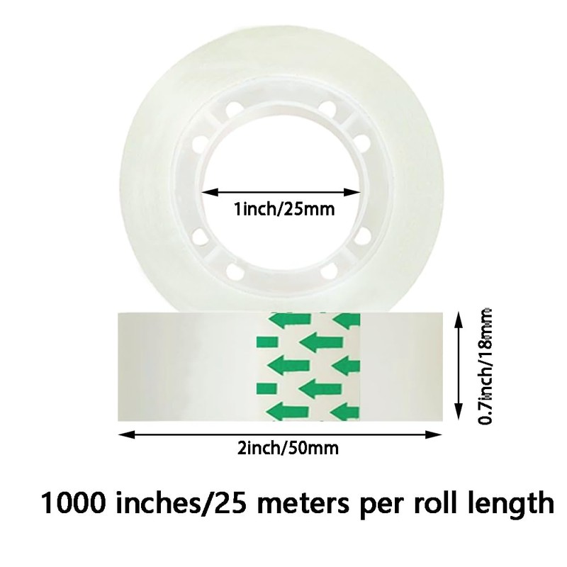 Liaogo 6 Rolls Transparent Tape Refills Rolls, Clear Tape, 3/4