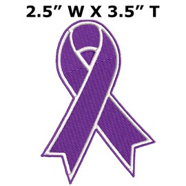 Epilepsy Purple Ribbon Patch Embroidered Iron-on/Sew-on Decorative Embroidery Applique Clothing Vest Jacket Premium Stitching Awareness Support Raise Awareness for a Cause Fundraiser