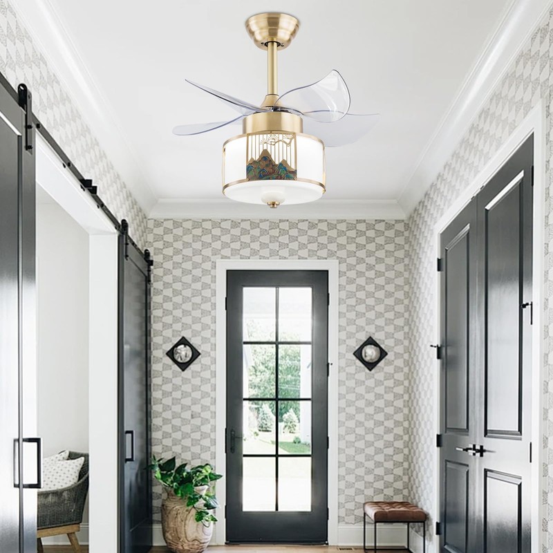 OUKANING Ceiling Fans with Lights, Modern Ceiling Fan with Remote