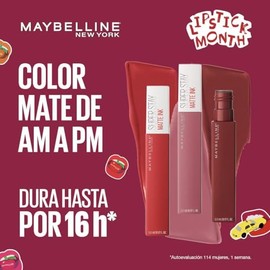 Maybelline Kit 3 Labiales lquidos Super Stay Matte Ink 5ml cu, lipstick matte de larga duracin, color intenso por hasta 16H, alta pigmentacin, no...  