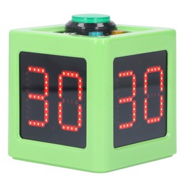 Cube Timer, 4 Sided Digital Countdown Stopwatch with 2 Preset Times, 1.4in Display, Brightness Adjustment, for Private Poker Chess Casinos (Green)
