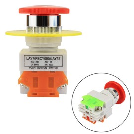Nxtop 2PCS Red Mushroom Cap 1NO 1NC DPST Emergency Stop Push Button Switch AC 660V 10A