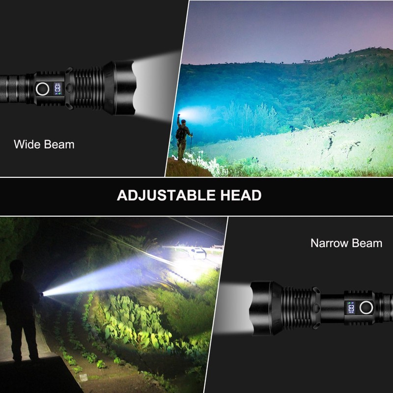 MANGOKKA Flash Light Rechargeable, 2000 Lumens LED Flashlights, Zoomable Tactical