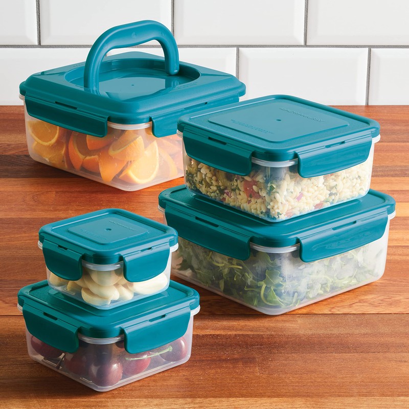 Rachael Ray Leak-Proof Nestable Container Food Storage Bin Set, 10-Piece