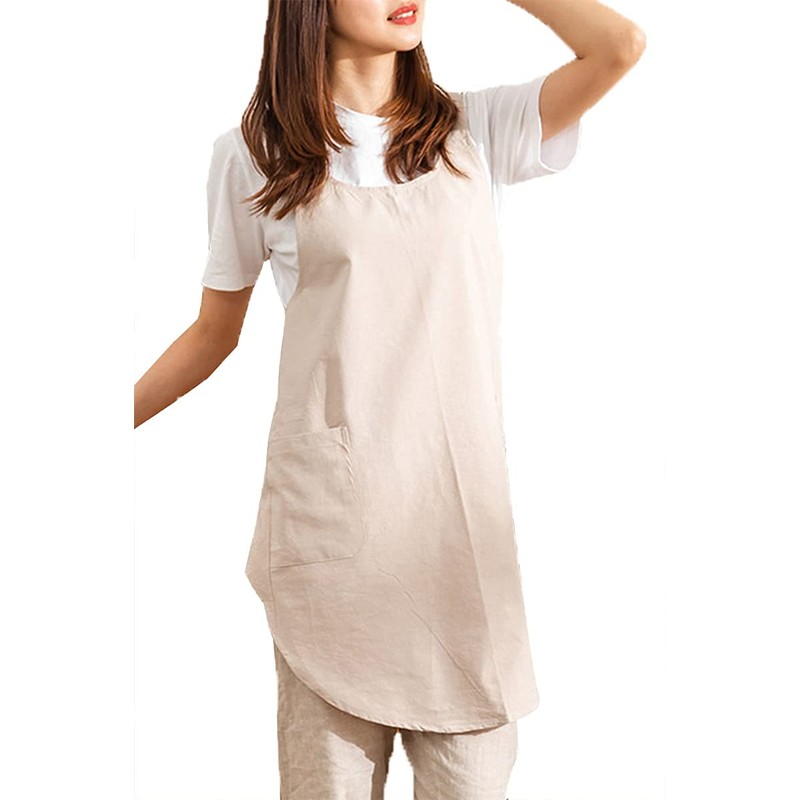 Cotton Cross Back Aprons Solid Color Cooking Kitchen Garden Smock