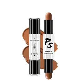 XIXI BOX Alling Highlighter, Bronzer Stick, Concealer, Double Headed, Multi-functional, Makeup Foundation, Color Correction, Long Lasting 03#, Natural Brown
