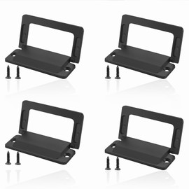LELE LIFE 4Pcs Flush Ring Pull Cabinet Handles, Hidden Recessed Foldable Drawer Pulls, Zinc Alloy Low Profile Furniture Door Pulls for Cupboard Wardrobe,Matte Black