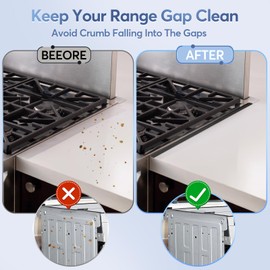 Stove Gap Covers, 2Pcs Stainless Steel Stove Guard, Adjustable Stove Gap Filler for Kitchen Counter Side Gap, 13.8" to 27.5" - Black