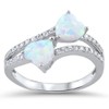 White Simulated Opal Infinity Heart Promise Ring .925 Sterling Silver