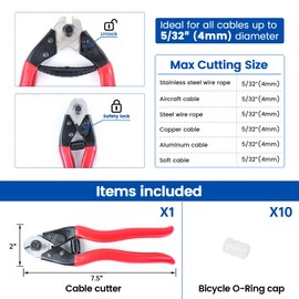 Muzata Cable Cutter Heavy Duty Stainless Steel Wire Rope Seal Cutter Aircraft Up to 5/32" for Deck Railing Metal Fence Bicycle Housing Brake M015, CT1