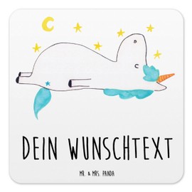 Mr. & Mrs. Panda 10er Set Personalisiertes Untersetzer Set Einhorn Sternenhimmel - Personalisierte Geschenke, Unicorn, Personalisierte Untersetzer,