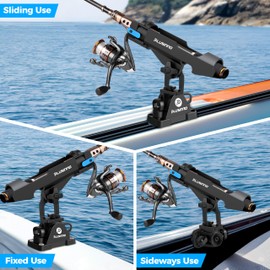 PLUSINNO 2 in 1 Fishing Rod Holders for Boat, Kayak Fishing Rod Holder, Fishing Pole Holders for Track Mount/Deck Mount, Fishing Gear with Fishing Rod Protective Strap, Fishing Accessories & Gifts