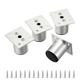 SUMTree 5 cm, Pack of 4 Aluminium Alloy Furniture Feet, Legs for Chairs, Table, Cabinet, Desk, Sofa, Furniture Legs with Screws, Easy Assembly, Round (Silver)