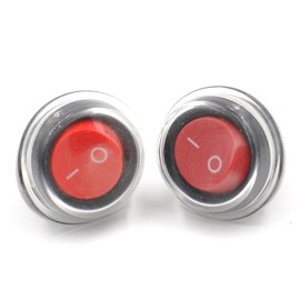 Baomain - Interruptor basculante para barco, botón redondo rojo, CA 6 A/250 V, 10 A/125 V, 3 pines, SPST, encendido/apagado, 2 posiciones con tapa par