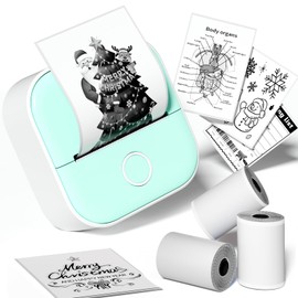Print Pod Mini Printer T02, Sticker Printer with 3 Paper Rolls, Bluetooth Thermal Printer, Inkless Sticker Maker Machine for Birthday Giftware, Journal, Note, Plan, Early Education